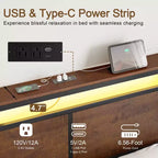 Hausource - Struttura letto imbottita con testiera a LED, cassetti portaoggetti e porte USB, nessuna molla richiesta