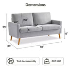 Dyonery divano da coppia in velluto a coste da 172 cm, divano moderno da coppia per soggiorno, camera da letto e ufficio, divano confortevole con cuscino a molla