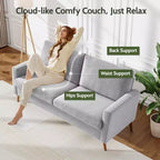 Dyonery divano da coppia in velluto a coste da 172 cm, divano moderno da coppia per soggiorno, camera da letto e ufficio, divano confortevole con cuscino a molla