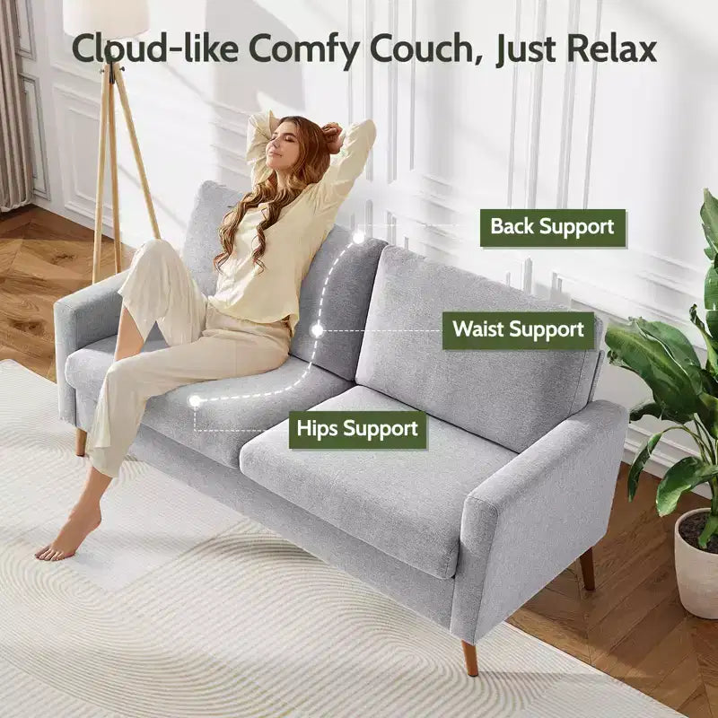 Dyonery divano da coppia in velluto a coste da 172 cm, divano moderno da coppia per soggiorno, camera da letto e ufficio, divano confortevole con cuscino a molla