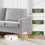 Dyonery divano da coppia in velluto a coste da 172 cm, divano moderno da coppia per soggiorno, camera da letto e ufficio, divano confortevole con cuscino a molla