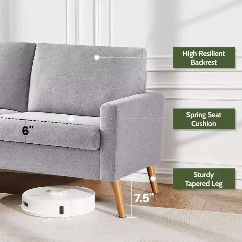 Dyonery divano da coppia in velluto a coste da 172 cm, divano moderno da coppia per soggiorno, camera da letto e ufficio, divano confortevole con cuscino a molla