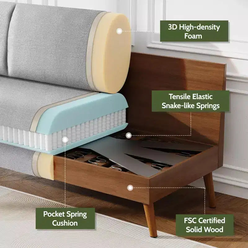 Dyonery divano da coppia in velluto a coste da 172 cm, divano moderno da coppia per soggiorno, camera da letto e ufficio, divano confortevole con cuscino a molla