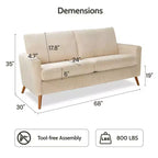 Dyonery divano da coppia in velluto a coste da 172 cm, divano moderno da coppia per soggiorno, camera da letto e ufficio, divano confortevole con cuscino a molla