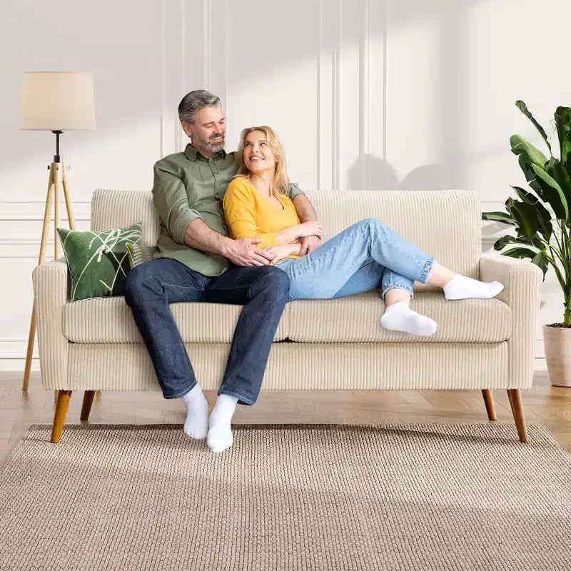 Dyonery divano da coppia in velluto a coste da 172 cm, divano moderno da coppia per soggiorno, camera da letto e ufficio, divano confortevole con cuscino a molla