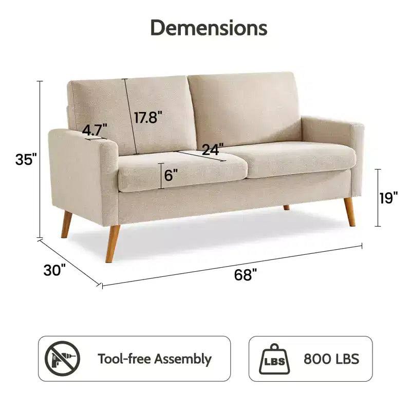 Dyonery divano da coppia in velluto a coste da 172 cm, divano moderno da coppia per soggiorno, camera da letto e ufficio, divano confortevole con cuscino a molla