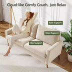 Dyonery divano da coppia in velluto a coste da 172 cm, divano moderno da coppia per soggiorno, camera da letto e ufficio, divano confortevole con cuscino a molla