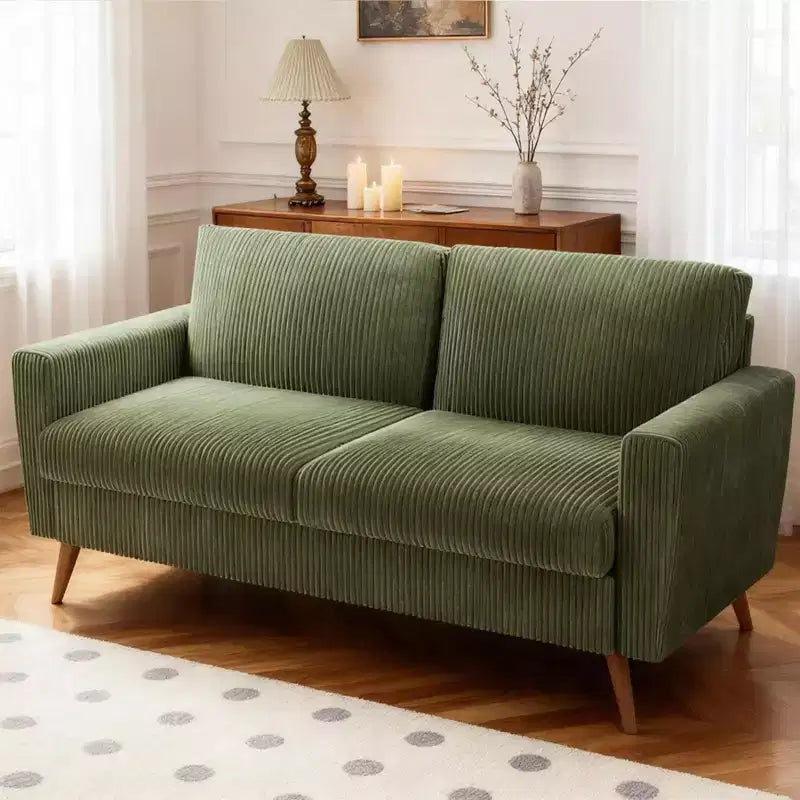 Dyonery divano da coppia in velluto a coste da 172 cm, divano moderno da coppia per soggiorno, camera da letto e ufficio, divano confortevole con cuscino a molla