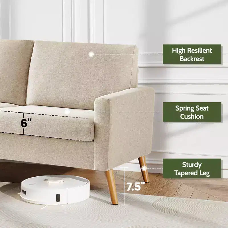 Dyonery divano da coppia in velluto a coste da 172 cm, divano moderno da coppia per soggiorno, camera da letto e ufficio, divano confortevole con cuscino a molla