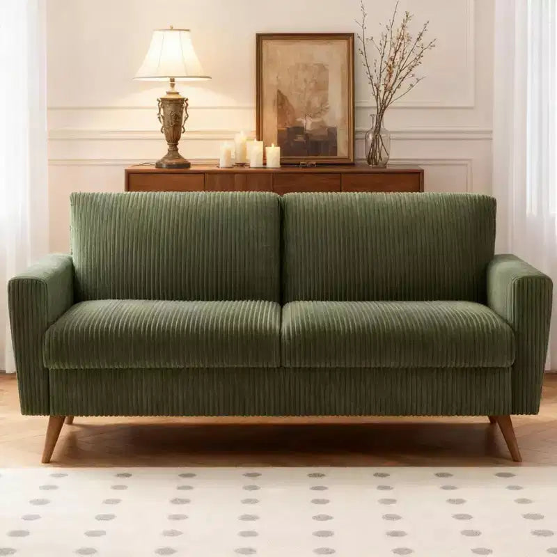 Dyonery divano da coppia in velluto a coste da 172 cm, divano moderno da coppia per soggiorno, camera da letto e ufficio, divano confortevole con cuscino a molla