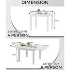Set da pranzo da esterno allungabile per 4-6 persone, tavolo da patio da 80-160 cm, struttura in alluminio