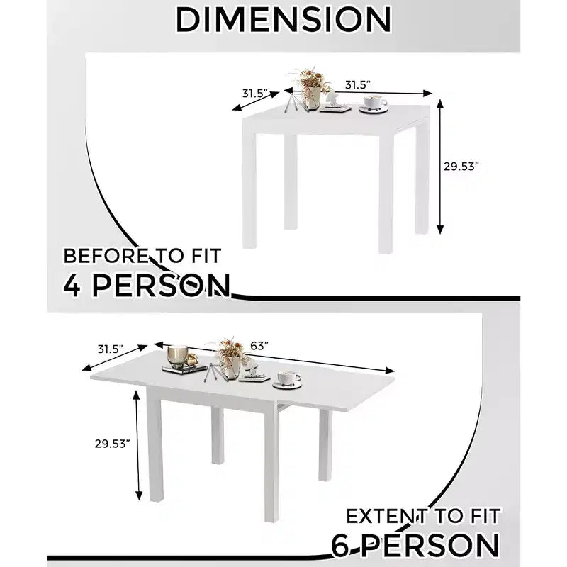 Set da pranzo da esterno allungabile per 4-6 persone, tavolo da patio da 80-160 cm, struttura in alluminio
