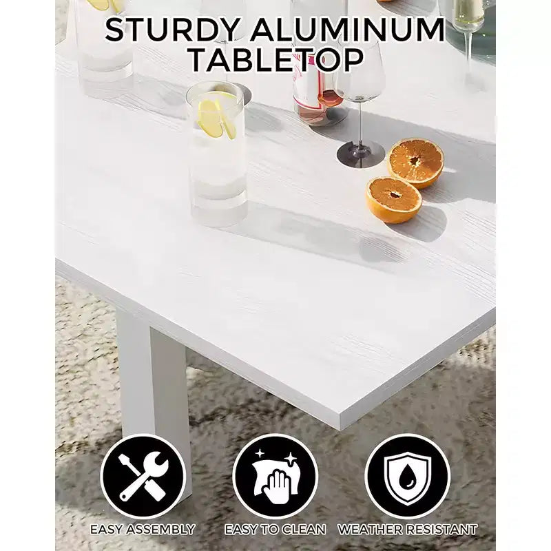 Set da pranzo da esterno allungabile per 4-6 persone, tavolo da patio da 80-160 cm, struttura in alluminio