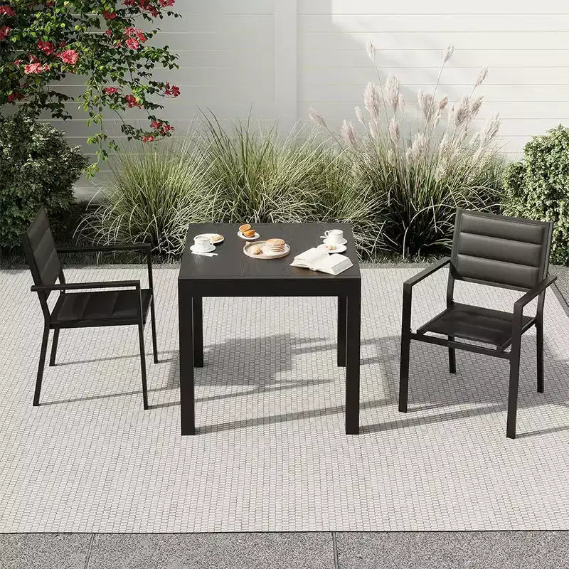 Set da pranzo da esterno allungabile per 4-6 persone, tavolo da patio da 80-160 cm, struttura in alluminio