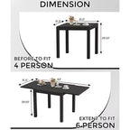 Set da pranzo da esterno allungabile per 4-6 persone, tavolo da patio da 80-160 cm, struttura in alluminio