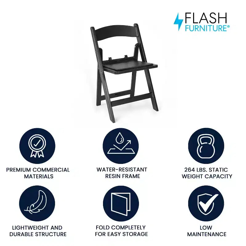 Flash Furniture Sedia Pieghevole per Bambini in Resina con Sedile Imbottito in Vinile