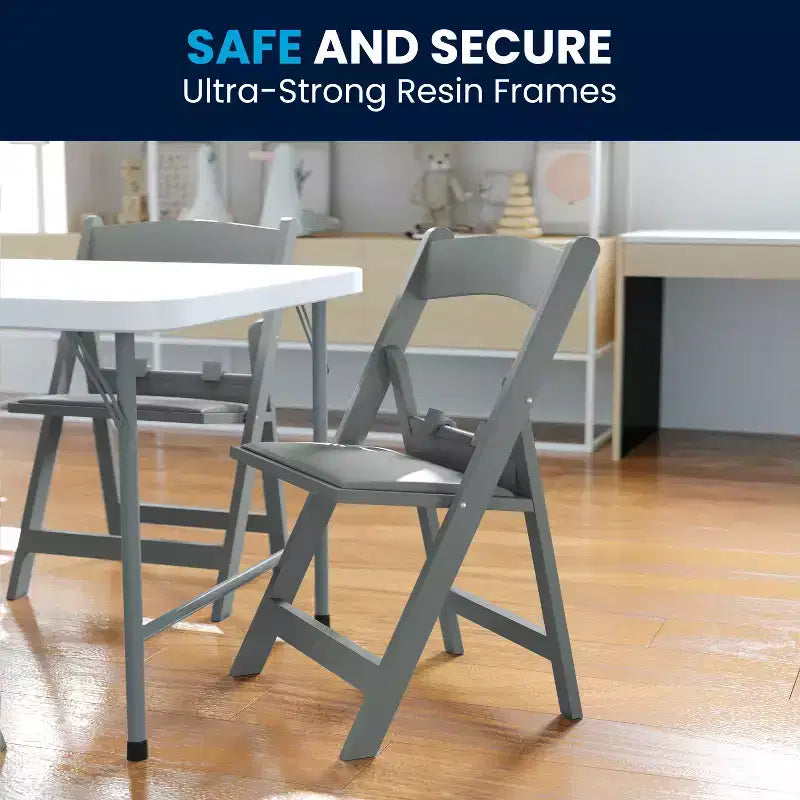 Flash Furniture Sedia Pieghevole per Bambini in Resina con Sedile Imbottito in Vinile