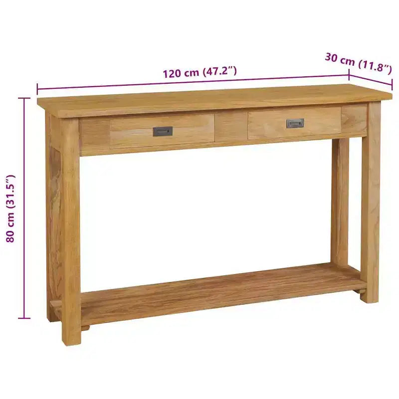 vidaXL Consolle Legno Massello di Teak Naturale Tavolino Consolle Standard