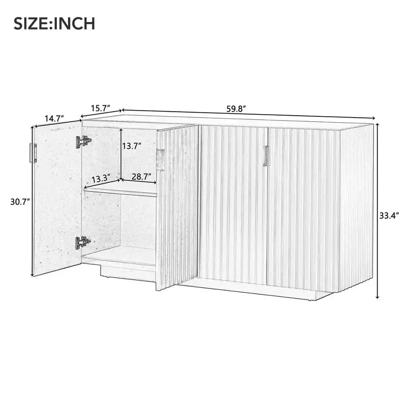 Credenza Whisen a 4 ante con ripiani regolabili