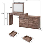 Mastgoal 69 W Grande Scrivania per Vanity con Piano in Vetro, Tavolo da Trucco Rustico con 9 Grandi Cassetti Contenitori, 3 Colori Disponibili Luce & Specchio LED HD da 30
