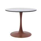 LeisureMod Bristol Tavolo da Pranzo Rotondo, Piano in MDF con Base a Piedistallo in Acciaio e Legno di Ciliegio, Tavolo d'Appoggio Moderno per Cucina, Sala da Pranzo e Piccoli Spazi