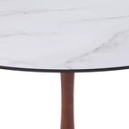 LeisureMod Bristol Tavolo da Pranzo Rotondo, Piano in MDF con Base a Piedistallo in Acciaio e Legno di Ciliegio, Tavolo d'Appoggio Moderno per Cucina, Sala da Pranzo e Piccoli Spazi
