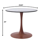 LeisureMod Bristol Tavolo da Pranzo Rotondo, Piano in MDF con Base a Piedistallo in Acciaio e Legno di Ciliegio, Tavolo d'Appoggio Moderno per Cucina, Sala da Pranzo e Piccoli Spazi