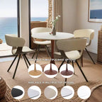 LeisureMod Bristol Tavolo da Pranzo Rotondo, Piano in MDF con Base a Piedistallo in Acciaio e Legno di Ciliegio, Tavolo d'Appoggio Moderno per Cucina, Sala da Pranzo e Piccoli Spazi