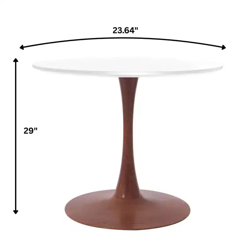 LeisureMod Bristol Tavolo da Pranzo Rotondo, Piano in MDF con Base a Piedistallo in Acciaio e Legno di Ciliegio, Tavolo d'Appoggio Moderno per Cucina, Sala da Pranzo e Piccoli Spazi
