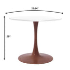 LeisureMod Bristol Tavolo da Pranzo Rotondo, Piano in MDF con Base a Piedistallo in Acciaio e Legno di Ciliegio, Tavolo d'Appoggio Moderno per Cucina, Sala da Pranzo e Piccoli Spazi