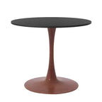 LeisureMod Bristol Tavolo da Pranzo Rotondo, Piano in MDF con Base a Piedistallo in Acciaio e Legno di Ciliegio, Tavolo d'Appoggio Moderno per Cucina, Sala da Pranzo e Piccoli Spazi