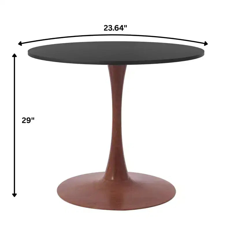 LeisureMod Bristol Tavolo da Pranzo Rotondo, Piano in MDF con Base a Piedistallo in Acciaio e Legno di Ciliegio, Tavolo d'Appoggio Moderno per Cucina, Sala da Pranzo e Piccoli Spazi