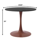 LeisureMod Bristol Tavolo da Pranzo Rotondo, Piano in MDF con Base a Piedistallo in Acciaio e Legno di Ciliegio, Tavolo d'Appoggio Moderno per Cucina, Sala da Pranzo e Piccoli Spazi