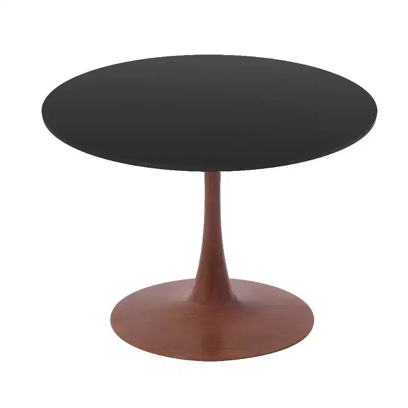 LeisureMod Bristol Tavolo da Pranzo Rotondo, Piano in MDF con Base a Piedistallo in Acciaio e Legno di Ciliegio, Tavolo d'Appoggio Moderno per Cucina, Sala da Pranzo e Piccoli Spazi