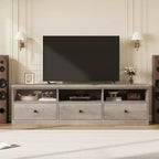 CuisinSmart Mobile TV da 178 cm con cassetto portaoggetti, Consolle TV Mid-Century Modern con ripiani aperti, Mobile TV multimediale