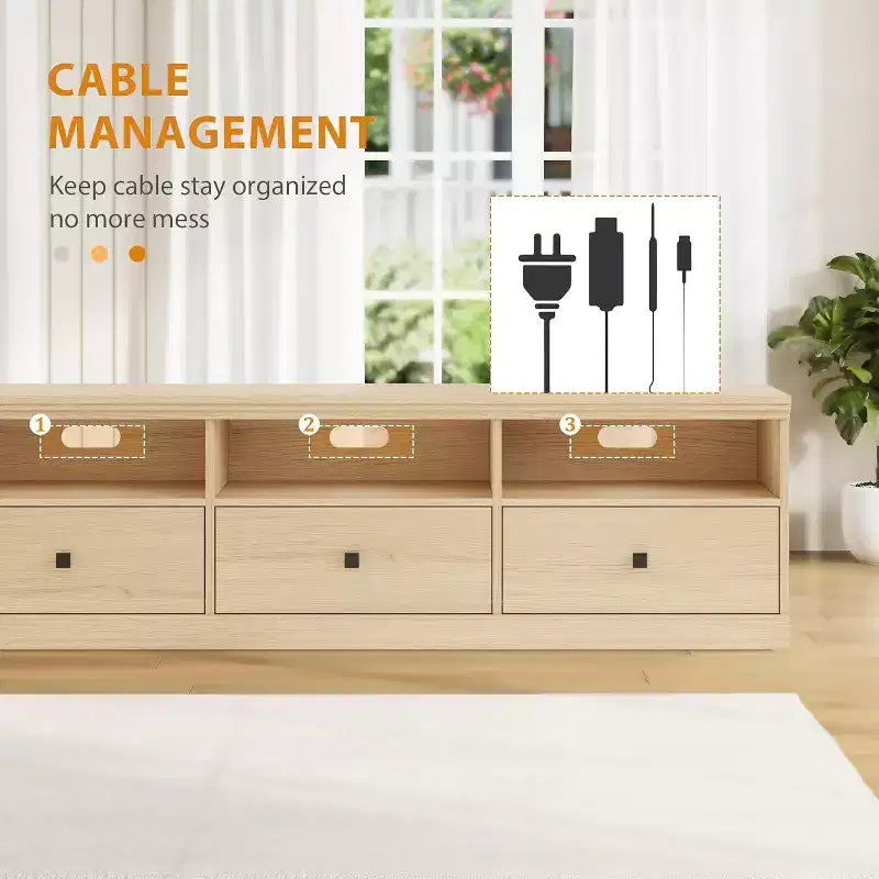 CuisinSmart Mobile TV da 178 cm con cassetto portaoggetti, Consolle TV Mid-Century Modern con ripiani aperti, Mobile TV multimediale
