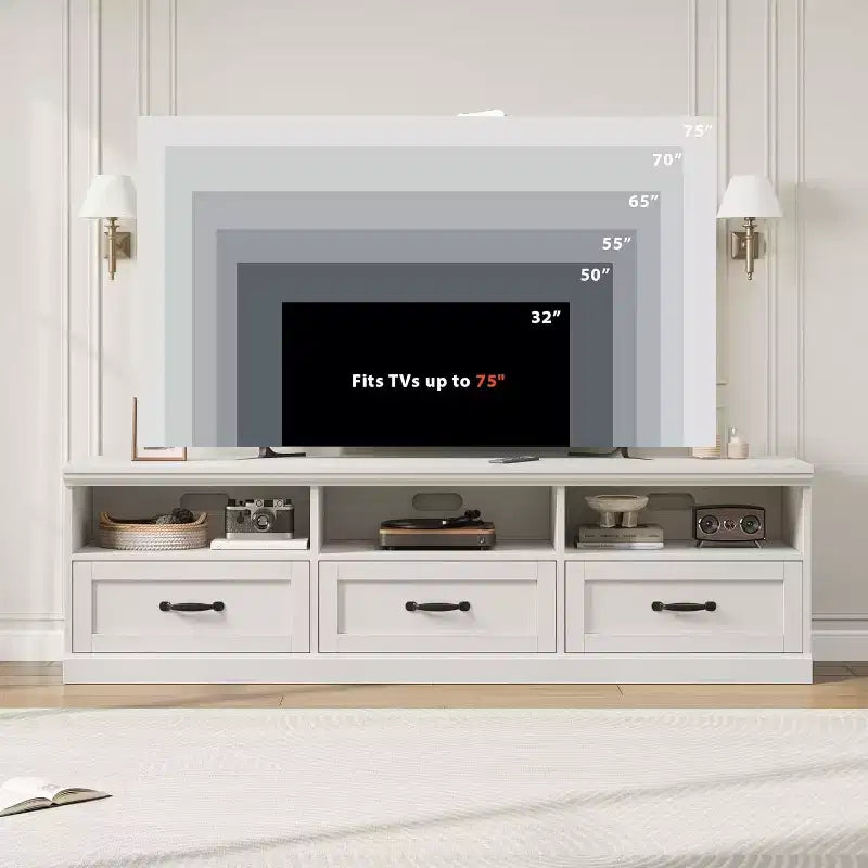CuisinSmart Mobile TV da 178 cm con cassetto portaoggetti, Consolle TV Mid-Century Modern con ripiani aperti, Mobile TV multimediale