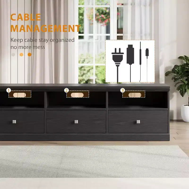 CuisinSmart Mobile TV da 178 cm con cassetto portaoggetti, Consolle TV Mid-Century Modern con ripiani aperti, Mobile TV multimediale