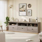 CuisinSmart Mobile TV da 178 cm con cassetto portaoggetti, Consolle TV Mid-Century Modern con ripiani aperti, Mobile TV multimediale
