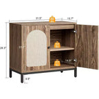 Madia in Rattan, Madia Buffet con Ripiani Regolabili, Mobile Contenitore in Legno per Soggiorno, Ingresso