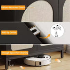 Madia in Rattan, Madia Buffet con Ripiani Regolabili, Mobile Contenitore in Legno per Soggiorno, Ingresso