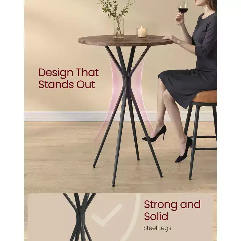 Tavolo Bar Rotondo da 60 cm - Tavolo da Pub Cocktail con Gambe a X per Cucina/Feste, Robusta Struttura in Metallo, Facile Montaggio