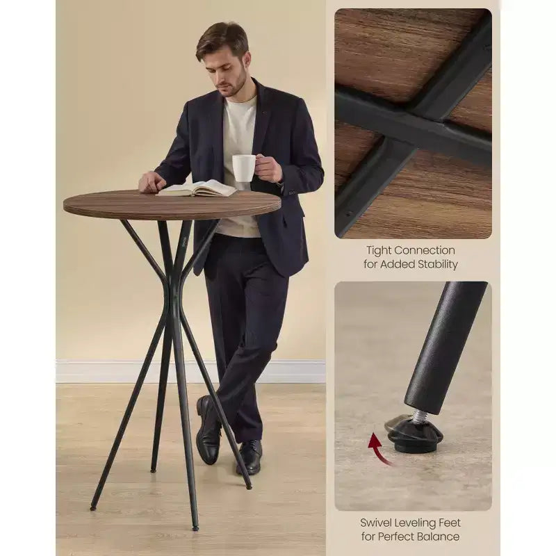 Tavolo Bar Rotondo da 60 cm - Tavolo da Pub Cocktail con Gambe a X per Cucina/Feste, Robusta Struttura in Metallo, Facile Montaggio