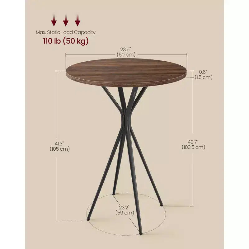 Tavolo Bar Rotondo da 60 cm - Tavolo da Pub Cocktail con Gambe a X per Cucina/Feste, Robusta Struttura in Metallo, Facile Montaggio