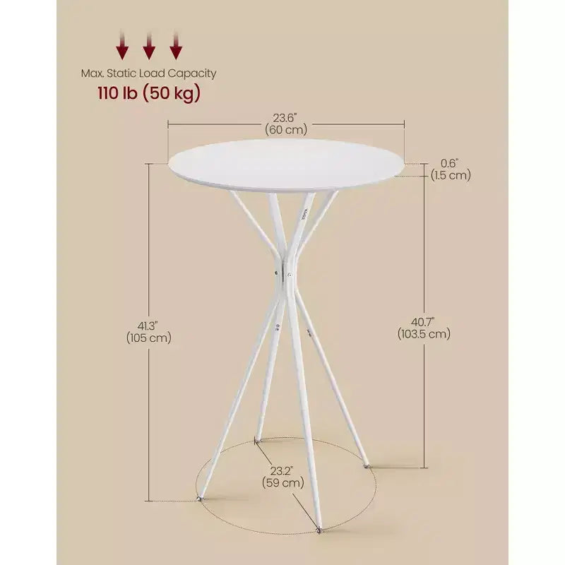 Tavolo Bar Rotondo da 60 cm - Tavolo da Pub Cocktail con Gambe a X per Cucina/Feste, Robusta Struttura in Metallo, Facile Montaggio