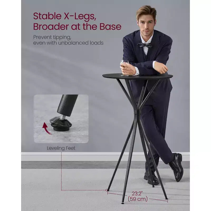 Tavolo Bar Rotondo da 60 cm - Tavolo da Pub Cocktail con Gambe a X per Cucina/Feste, Robusta Struttura in Metallo, Facile Montaggio