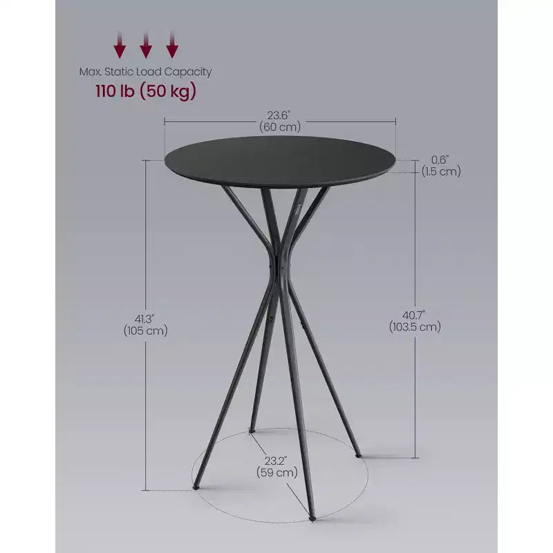 Tavolo Bar Rotondo da 60 cm - Tavolo da Pub Cocktail con Gambe a X per Cucina/Feste, Robusta Struttura in Metallo, Facile Montaggio