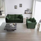 Set Divano a 3 Pezzi con Braccioli e Cuscini Decorativi Il Set Include 2 Poltrone e Un Divano a 2 Posti in Ciniglia Verde