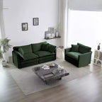 Set Divano a 3 Pezzi con Braccioli e Cuscini Decorativi Il Set Include 2 Poltrone e Un Divano a 2 Posti in Ciniglia Verde