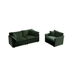 Set Divano a 3 Pezzi con Braccioli e Cuscini Decorativi Il Set Include 2 Poltrone e Un Divano a 2 Posti in Ciniglia Verde
